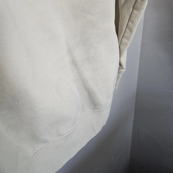 John Galt Women's One Size Cream Hoodie with New York Print Logo Sweatshirt Top - Picture 6 of 7